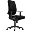 Sedia Ergonomica OLIVER, Braccioli Regolabili, in Vera Pelle color Nero