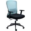 Sedia Operativa NOTE, Ergonomica, Rete e Tessuto, Azzurro