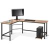 Scrivania per PC SOFIA, Struttura in Metallo Nero, 168x125x75cm, Legno Rovere