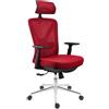 Sedia Ergonomica TOWER, Poggiapiedi Estensibile, Sostegno Lombare, Rosso