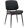 Sedia Sala Attesa / Riunioni YUMI, Struttura in Legno color Noce e Pelle Nera