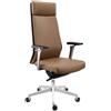 Poltrona Direzionale PERONI, Elegante, Design Moderno, Regolabile, Vera Pelle, Marrone
