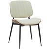 Sedia Sala Attesa / Riunioni YUMI, Struttura in Legno color Noce e Pelle Panna