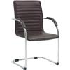 Sedia per Sala Riunioni GREGORY, Base in metallo, Design Elegante, Pelle, Marrone