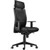 Sedia Ergonomica MARVEL, Supporto Lombare Regolabile, Vera Pelle Nera