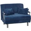 Divano 2 posti LESLY, Trasformabile in Letto, Tessuto colore Blu