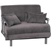 Divano 2 posti LESLY, Trasformabile in Letto, Tessuto colore Grigio Scuro