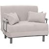 Divano 2 posti LESLY, Trasformabile in Letto, Tessuto colore Grigio