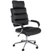 Poltrona Per Ufficio SALEM, Design Elegante e Moderno, Robusta e Confortevole, Pelle Nera