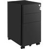 Cassettiera con Ruote SENDY, 30x46x59,2cm, 3 Cassetti, in Nero