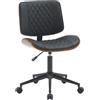 Sedia Per Ufficio MARYEN, Elegante e di Design, Seduta in Legno Noce e Pelle Nera