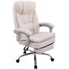 Poltrona ufficio AUSTIN, reclinabile, resistente fino a 160kg, poggiapiedi, tessuto color panna