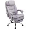 Poltrona ufficio AUSTIN, reclinabile, resistente fino a 160kg, poggiapiedi, tessuto grigio chiaro