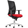 Sedia da Ufficio MILO, Base Metallica, In Tessuto Ignifugo Rosso