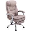 Poltrona ufficio AUSTIN, reclinabile, resistente fino a 160kg, poggiapiedi, tessuto grigio talpa