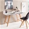 Scrivania di Design KATEN, Design Nordico, 110x605x86cm, in Bianco e Rovere