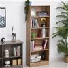 Libreria KEALI, 5 Livelli, 176x63x29,5cm, Mensole Regolabili, in Legno color Faggio