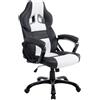 Poltrona Gaming LECLERC, Confortevole, Design Sportivo, in Pelle Nero/Bianco