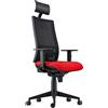 Sedia Ergonomica MARSA con Poggiatesta, Tessuto Ignifugo, in Nero/Rosso