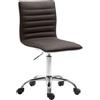 Sgabello da Ufficio WANG, Moderno e Confortevole, Imbottito, Rivestimento in Pelle Marrone