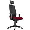 Sedia Ergonomica MARSA con Poggiatesta, Tessuto Ignifugo, in Nero/Bordeaux