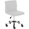 Sgabello / sedia da ufficio LUKE, imbottitura con fodera in pelle, base cromata, bianco