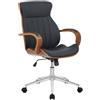 Sedia di Design MELINA, Elegante e Moderna, Struttura Legno Noce, Seduta in Pelle Nera