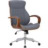 Sedia di Design MELINA, Elegante e Moderna, Struttura Legno Noce, Seduta in Pelle Grigia