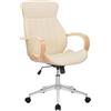 Sedia di Design MELINA, Elegante e Moderna, Struttura Legno Faggio, Seduta in Pelle Crema