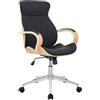 Sedia di Design MELINA, Elegante e Moderna, Struttura Legno Faggio, Seduta in Pelle Nera