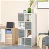 Libreria COLORADO, 8 Cubi, 4 Cassetti Estraibili, 61,5x30x121,5cm, In Legno, Bianco e Grigio