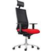 Sedia Ergonomica MARSA con Poggiatesta, Base Alluminio, Tessuto Ignifugo, in Rosso