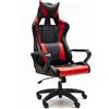 Poltrona Gaming CASIO, Cuscino Lombare e Cervicale, in Pelle Nero/Rosso