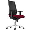 Sedia Ergonomica EMERSON, Base in Metallo, Supporto Lombare, Tessuto Bordeaux