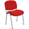 Sedia per sala conferenze MOBY BASE, colore rosso con gambe grigie