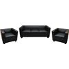 Set divani 3+1+1 modello BASILIO, Grande Comfort, in Pelle colore Nero