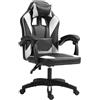 Sedia Gaming TESCO, Con Cuscini Lombare e Cervicale, in Pelle Nera e Bianca