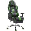Poltrona Gaming LOGAN con poggiapiedi, ampia reclinazione, con cuscino lombare e cervicale, in similpelle nero/verde