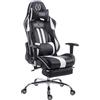 Poltrona Gaming LOGAN con poggiapiedi, ampia reclinazione, con cuscino lombare e cervicale, in similpelle nero/bianco