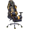Poltrona Gaming LOGAN con poggiapiedi, ampia reclinazione, con cuscino lombare e cervicale, in similpelle nero/giallo