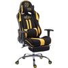 Poltrona Gaming LOGAN con poggiapiedi, ampia reclinazione, con cuscino lombare e cervicale, in tessuto nero/giallo