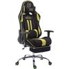 Poltrona Gaming LOGAN con poggiapiedi, ampia reclinazione, con cuscino lombare e cervicale, in tessuto nero/verde