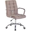 Poltrona da ufficio DELAN PRO, Design Moderno, Cuciture a Vista, Tessuto Marrone Chiaro