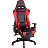 Sedia Gaming TURBO con poggiapiedi, ampia reclinazione, con cuscino lombare e cervicale, nero/rosso