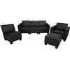 Set divani 3+1+1+1 modello LYON, design moderno, comodo, in similpelle nero
