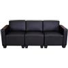 Divano modulare 3 posti LYON, design moderno, comodo, in similpelle nera