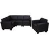 Set divani 4+1 modello LYON, design moderno, comodo, in similpelle nera