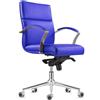 Sedia da Ufficio RABAT, Schienale Basso, Qualità e Design, in Pelle Blu