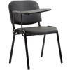 Sedia conferenze MOBY PELLE con SCRITTOIO, colore nero, gambe nere