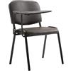 Sedia conferenze MOBY PELLE con SCRITTOIO, colore marrone, gambe nere